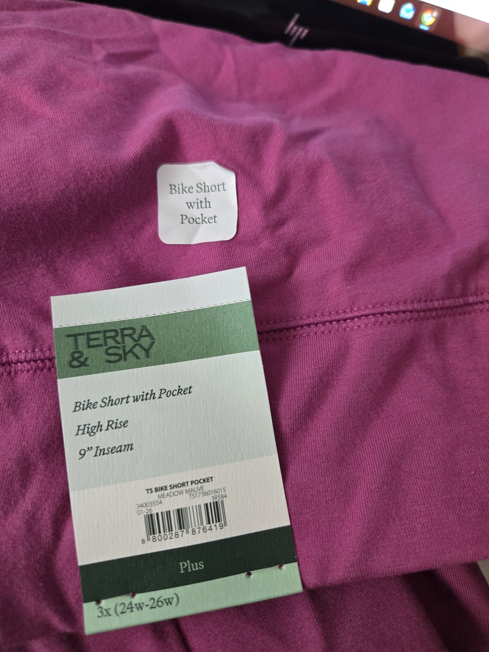 Terra & Sky NEW Pink Bike Shorts with Pockets Plus Size 3X High Rise 9" Inseam - Picture 5 of 7